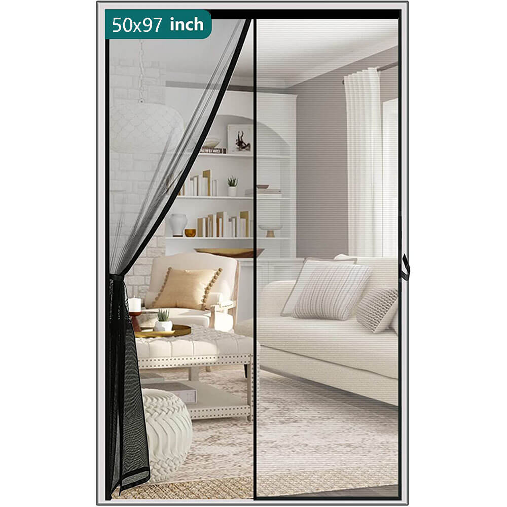 Gray Screen Door, Magnetic Mesh Screen Slider